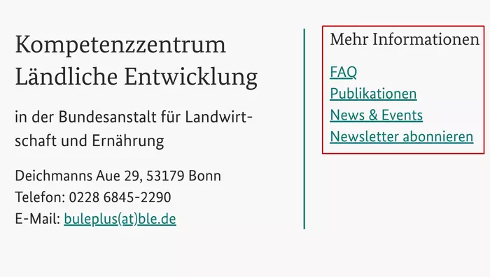 Screenshot von land-zukunft.de - Weitere Informationen