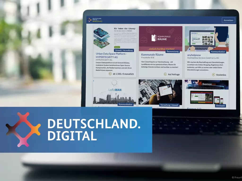 Auf einem Laptop ist der Markplatz Deutschland.Digital zu sehen