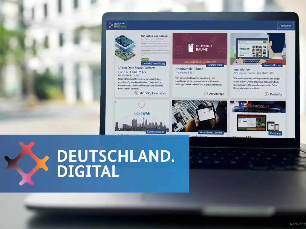 Auf einem Laptop ist der Markplatz Deutschland.Digital zu sehen