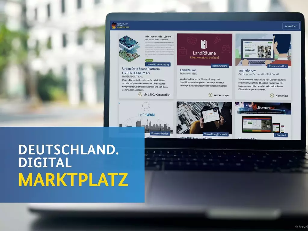 Auf einem Laptop ist der Markplatz Deutschland.Digital zu sehen