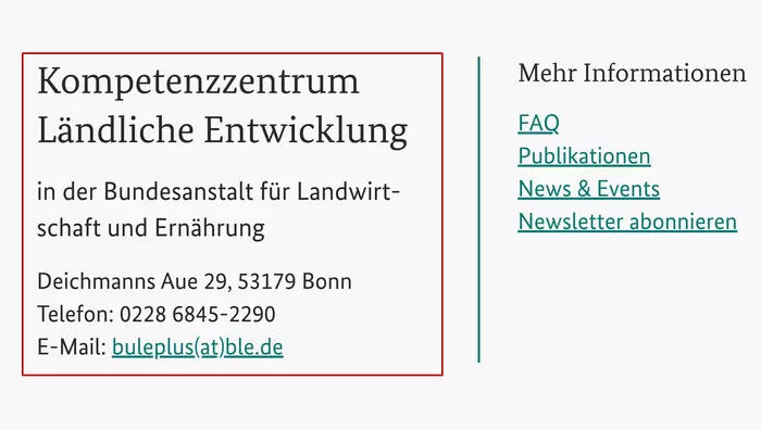 Screenshot von land-zukunft.de - Kontakt